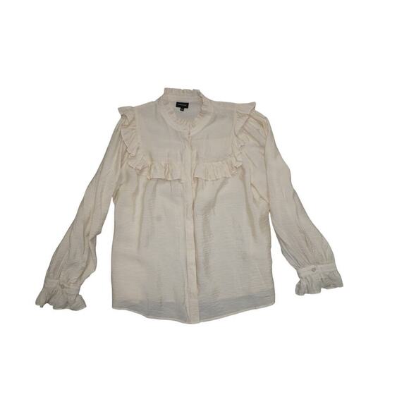 Who What Wear Cream Ruffle Blouse XXL – Romantic Long Sleeve Shirt, Feminine - Picture 1 of 6